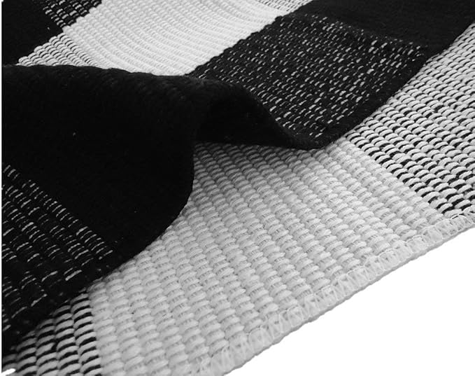 LEVINIS Buffalo Check Rug - Black and White Plaid Door Mat Outdoor - Farmhouse Rugs for Front Porch/Kitchen/Bathroom- Large Layered Welcome Doormats, 59''x35.4''