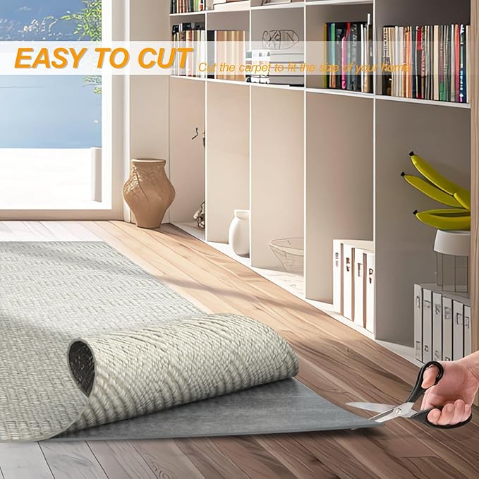 Non Slip Felt Rubber Rug Pad, Thick Felt Rug Pads for Hardwood Floors, Under Area Rugs Protective Cushion Pads for Carpet, Felt and Rubber Underpad for Home Place Surface Safe (Grey, 3' x 10')