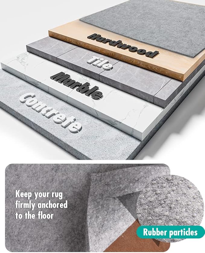 Resare Non Slip Rug Pad Gripper - 5x7 Feet 1/4" Extra Thick Felt Under Rug for Area Rugs and Hardwood Floors,Super Cushioned Non Skid Carpet Padding