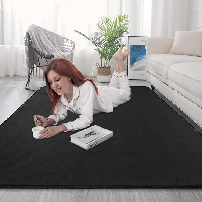 5.2Ft x 6.5Ft Drum Mat Drum Carpet Tightly Woven Fabric Drum Rug with Non-Slip Grip Bottom Roll of 35 Square Feet, Black