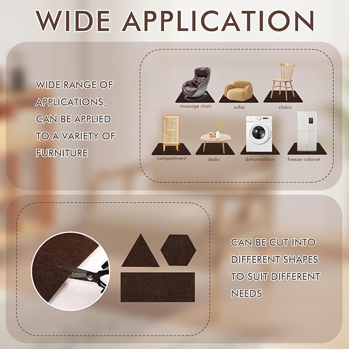Recliner Pads for Hardwood Floors Non Skid, 35"x35" Furniture Floor Mats for Carpet, Anti Slide Office Chair Mat for Floor Protector, Chairs Recliner Rug Non Slip Recliner Grippers (1 Pack Coffee)