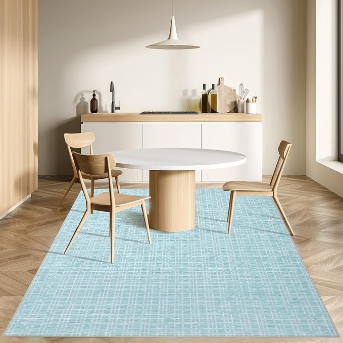 Washable Rug 5x7 Area Rug for Living Room Bedroom Rug Modern Contemporary Large Area Rug Non Slip Throw Rugs Soft Faux Wool Low Pile Stain Resistant Carpet for Dining Room 5'x7' Mint Green