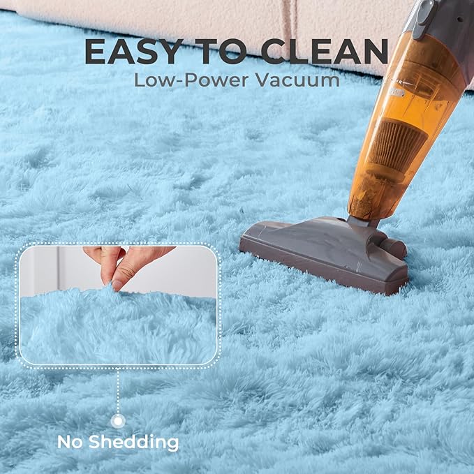 OPPODREAM 5x7 Light Blue Rugs for Bedroom, Ultra-Soft Fluffy Area Rugs for Living Room, 5 x 7 Shag Carpet for Nursery, Kids, Girl, Boy, Baby, Plush, Fuzzy, Shaggy, Cute Home Decor