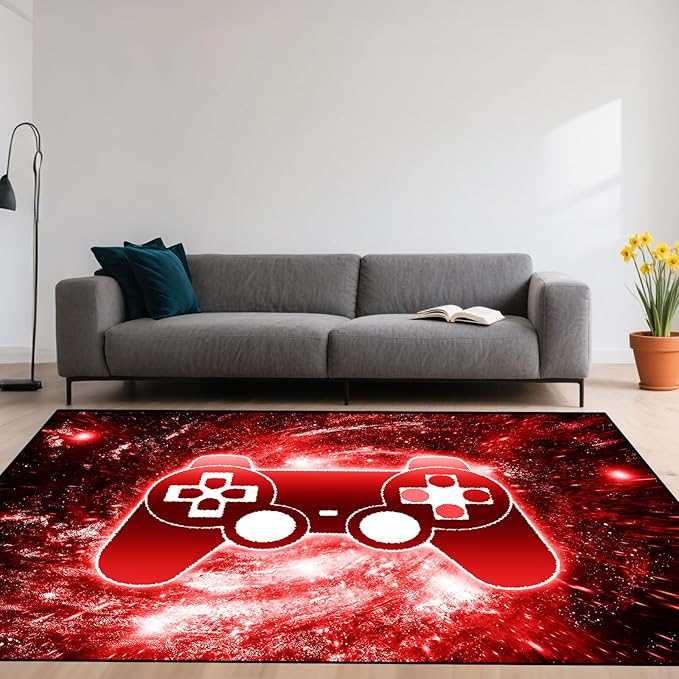 Video Game Rug - Gaming Themed Rug Gamepad Controller Area Rugs for Bedroom Gaming Carpet for Boys Game Carpet for Playrooms Bedroom Doormat Yoga Mats