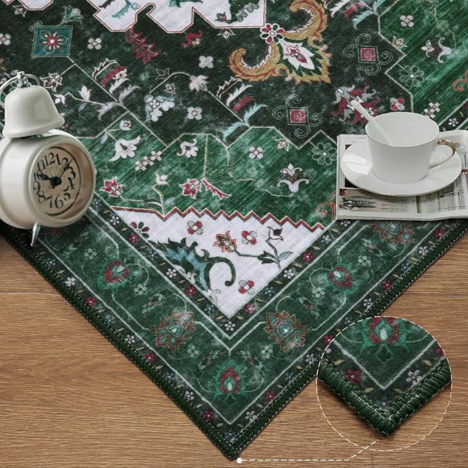 Ciicool Area Rug 5x7ft Washable Rugs for Living Room Non-Slip Indoor Rugs Large Low-Pile Mat Floor Carpet Vintage Rug for Bedroom Dinning Foyer Decor
