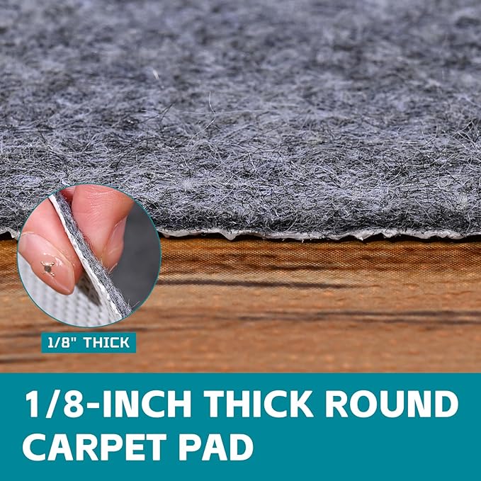 Waterproof Rug Pad Round 1/8Thick Waterproof Non-Slip Rug Pad, Pad for Hardwood Floors, Rug Pads for All Floors and Finishes, Keeps Carpets in Place Soft and Safe(5TF)