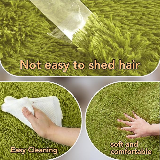 Green Rugs for Bedroom 4x6: Fluffy Area Rugs 4x6 for Living Room- 4x6 Shag Rugs for Kids Room- Green Furry Plush Soft Carpets for Bedroom, Boys,Teen Room (Light Green, 4x6)