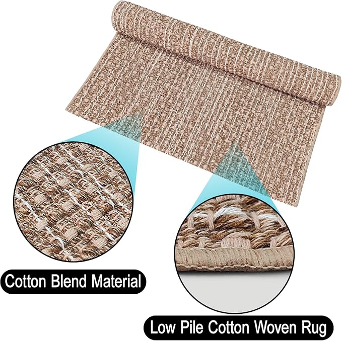 Hallway Runner Rug Braided Rugs 3'x10' Brown Long Cotton Washable Rug Runner for Kitchen/Doorway/Bedroom/Bathroom/Living Room/Laundry/Indoor Outdoor Farmhouse Rugs
