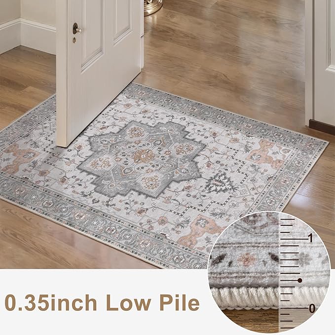 Ciicool Area Rug 5x7ft Washable Rugs for Living Room Non-Slip Indoor Rugs Large Low-Pile Mat Floor Carpet Vintage Rug for Bedroom Dinning Foyer Decor