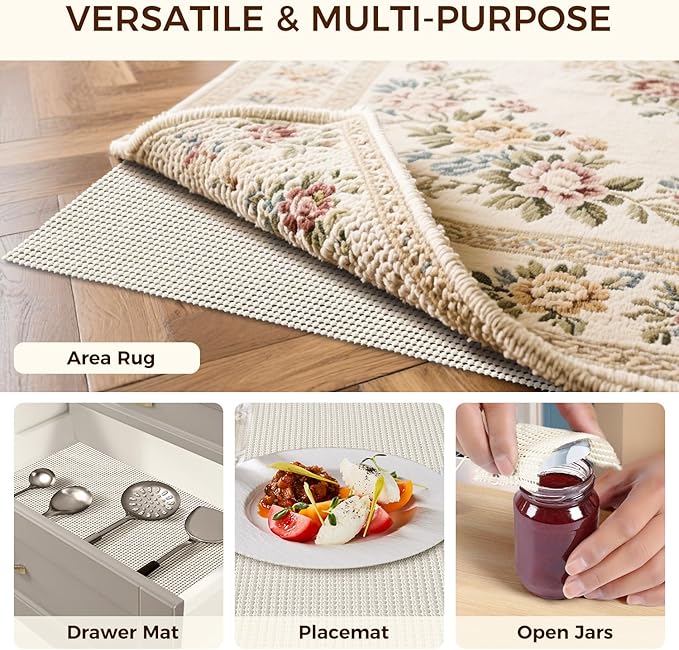 BAGAIL BASICS Round 6 FT Rug Pad Gripper for Hardwood Floors, Non Slip Rug Pads for Area Rugs, Extra Thick Under Rug Padding, Protect Your Rugs & Floors