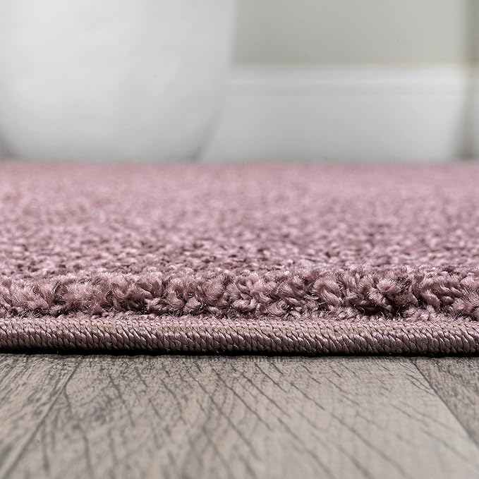 Eyely UES100R-216 Supersoft Haze Solid Low-Pile Indoor Runner Rug, Coastal, Bohemian, Minimalist, Classic, Casual for Bedroom,Kitchen,Living Room,Non Shedding,Easy-Washing, Purple, 2 X 16