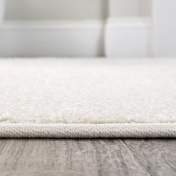 Eyely UES100T-6SQ Supersoft Haze Solid Low-Pile Indoor Area Rug, Coastal, Bohemian, Minimalist, Classic, Casual for Bedroom,Kitchen,Living Room,Non Shedding,Easy-Washing, Cream, 6' Square
