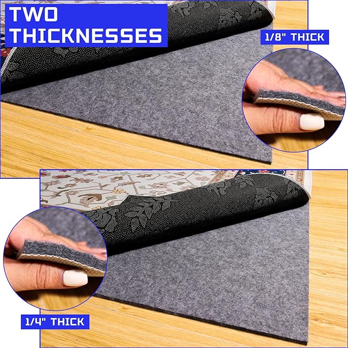 Waterproof Non-Slip 1/5” Thick 3x5 ft Rug Pad for Large Area Rugs Durable Felt Floor Protection pad for All Floors, Suitable for Cutting. Rug Pads Keep Rugs in Place and Provide Cushioning