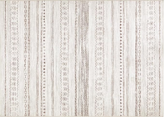 Area Rug Living Room Rugs - 10X14 Washable Boho Farmhouse Bohemian Neutral Large Moroccan Geometric Soft No Slip Indoor Thin Floor Carpet for Bedroom Under Dining Table Home Office -Brown