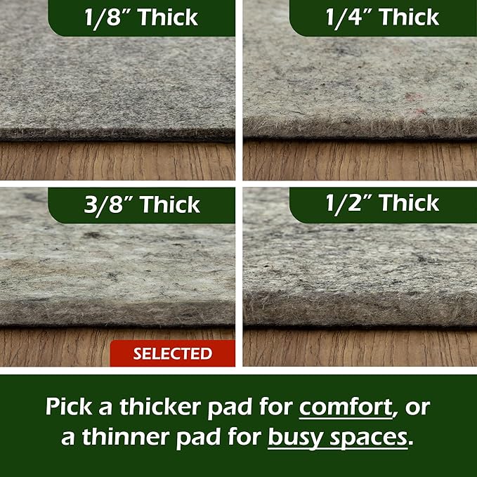 GATORGRIP Non-Slip Rug Pad, 5x7, 0.13 inch, Felt Cushion with Real Rubber Backing, Made in the USA, Great for Wood, Stone, Porcelain and Ceramic Tile, or Laminate