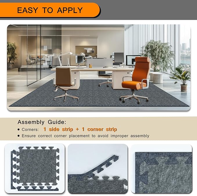 28 Pcs 0.32" Felt Border Pieces for BXI Soundproof Interlocking Rug Pad, Non Slip Rug Pads, High Density Noise Reduction Puzzle Felt Carpet Padding, Rug Mat Protect and Adds Cushion Fittings