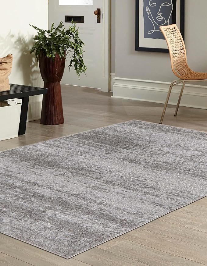 Unique Loom Del Mar Collection Area Rug - Lucille (4' 1" x 6' 1" Rectangle, Gray/ Ivory)