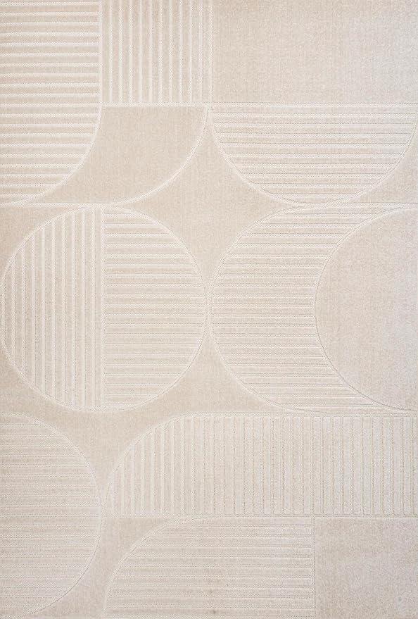 JONATHAN Y Nordby High-Low Arch Striped Ivory/Cream Indoor/Outdoor Area Rug, 5x8, Modern, Contemporary, Geometric, Bohemian, Bedroom, Kitchen, Living Room, Non Shedding (SCN104B-5)