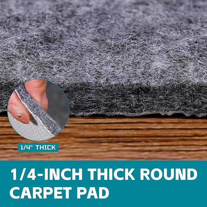 Waterproof Rug Pad Round 1/4Thick Waterproof Non-Slip Rug Pad, Pad for Hardwood Floors, Rug Pads for All Floors and Finishes, Keeps Carpets in Place Soft and Safe(3TF)