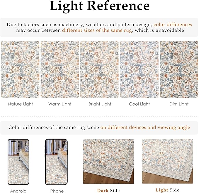 HUGEAR Vintage Floral 2x8 Machine Washable Runner Rugs Beige Hallway Rug Retro Neutral Stain Resistant Non Slip Low Pile Throw Carpet for Bedroom Kitchen Aesthetic Modern Decor