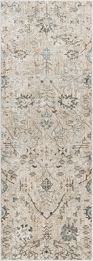 Hauteloom Claydon Moroccan Farmhouse Living Room Bedroom Dining Room Round Area Rug with Tassles - Bohemian Neutral Style - Traditional, Oriental, Turkish - Beige, Brown, Cream - 5'3" Round