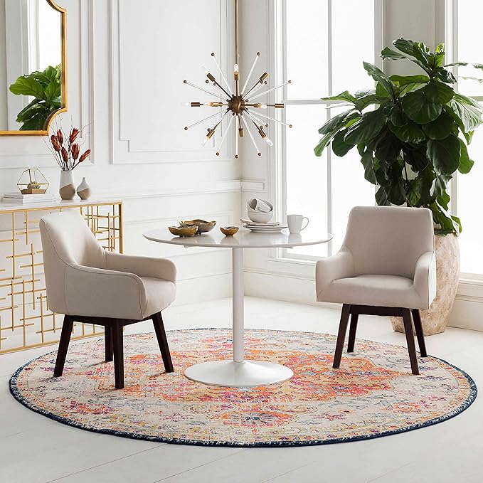 Hauteloom Kaleidoscope 3' x 5' Moroccan Bohemian Updated Traditional - Oriental Area Rug - Rectangle - Polypropylene - Saffron, Light Gray, Charcoal, Teal, Dark Blue, Garnet, Burnt Orange, Beige