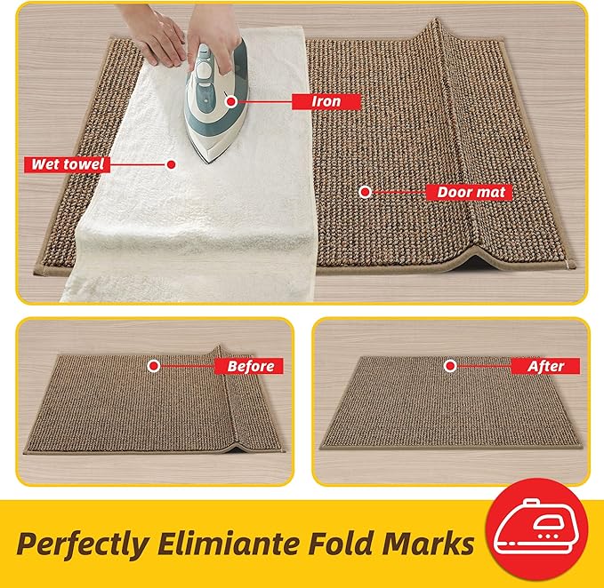JSEI Dirt Trapper Door Mat 24"x60" Non-Slip Washable Entrance Mat, Dog Doormats, Absorbent & Fade-Resistant Floor Mats, Low Profile Welcome Mats for Entryway, Front Door, and Inside Entrance, Taupe