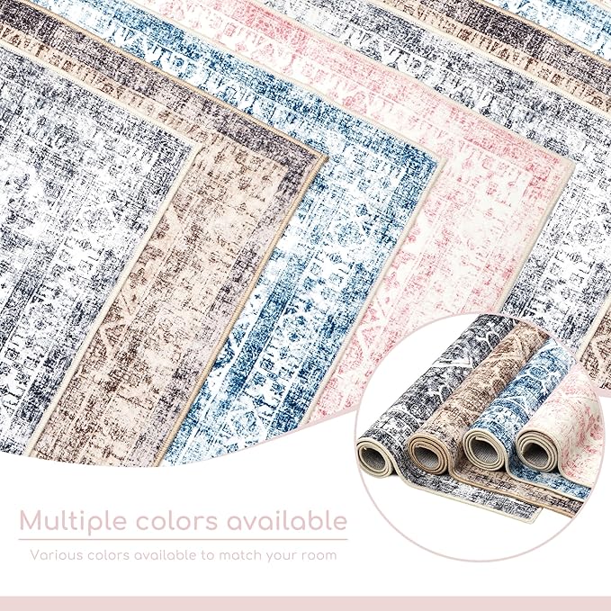 Area Rug - 3x5 Washable Pink Rug Honeycomb Non Slip Retro Rugs Soft Faux Wool Carpet Foldable & Machine Washable Rugs for Living Room Bedroom Dining Room Kitchen