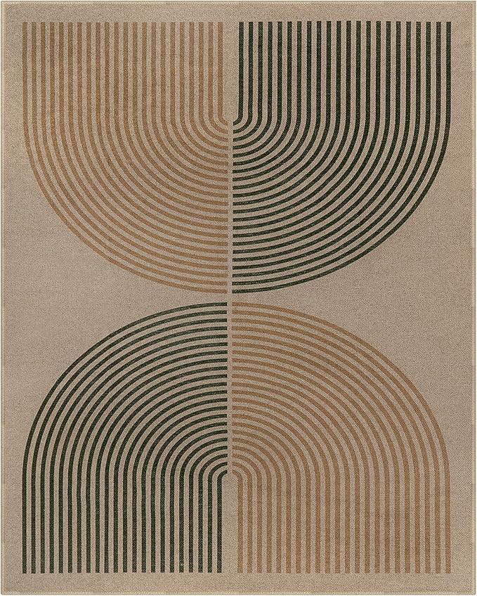 Lahome Modern Rainbow Easy Jute Rug, 8x10 Living Room Rug Indoor Outdoor Patio Farmhouse Large Area Rug, Contemporary Non Slip Non Shedding Carpet for Bedroom Backyard Dining Room