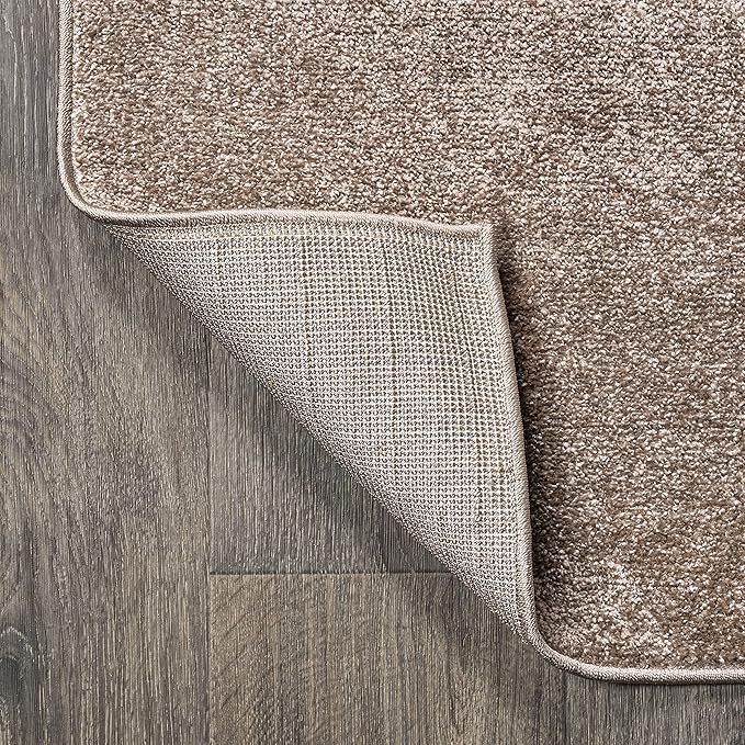 Eyely UES100J-212 Supersoft Haze Solid Low-Pile Indoor Runner Rug, Coastal, Bohemian, Minimalist, Classic, Casual for Bedroom,Kitchen,Living Room,Non Shedding,Easy-Washing, Brown, 2 X 12