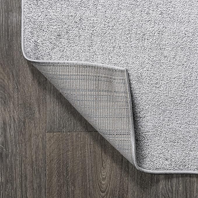 Eyely UES100K-15 Supersoft Haze Solid Low-Pile Indoor Area Rug, Coastal, Bohemian, Minimalist, Classic, Casual for Bedroom,Kitchen,Living Room,Non Shedding,Easy-Washing, Gray, 12 X 15