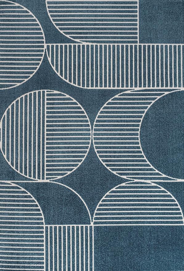 JONATHAN Y Nordby High-Low Arch Striped Navy/Cream Indoor/Outdoor Area Rug, 4x6, Contemporary, Bohemian, Transitional for Bedroom,Kitchen,Living Room,Non Shedding,Easy-Washing (SCN104A-4)