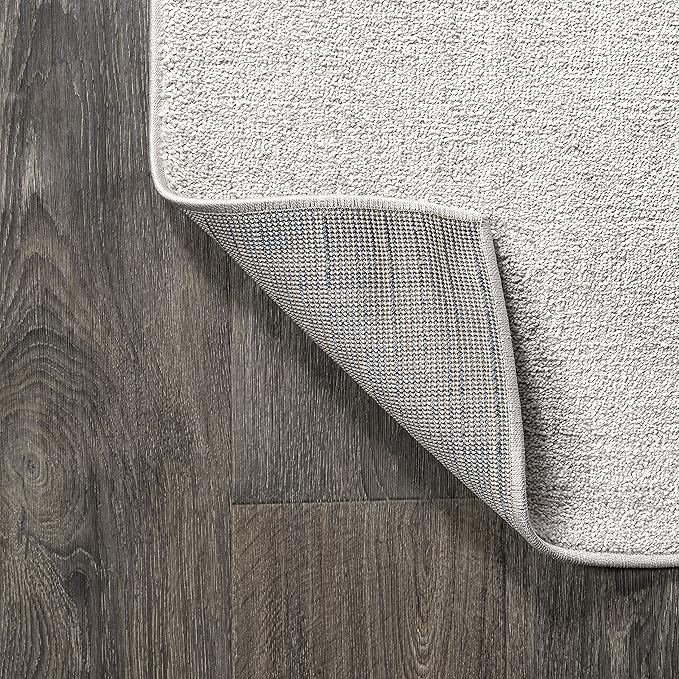 Eyely UES100D-6SQ Supersoft Haze Solid Low-Pile Indoor Area Rug, Coastal, Bohemian, Minimalist, Classic, Casual for Bedroom,Kitchen,Living Room,Non Shedding,Easy-Washing, Ivory, 6' Square