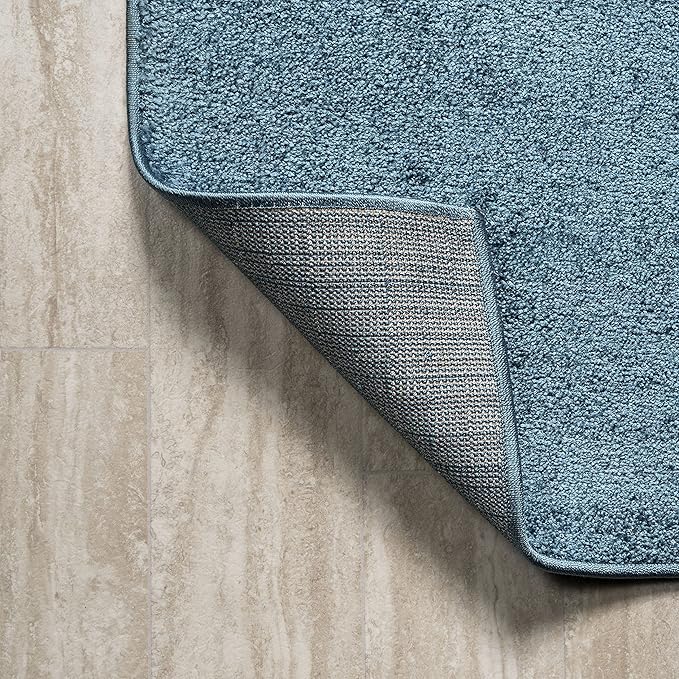 Eyely UES100H-6 Supersoft Haze Solid Low-Pile Indoor Area Rug, Coastal, Bohemian, Minimalist, Classic, Casual for Bedroom,Kitchen,Living Room,Non Shedding,Easy-Washing, Blue, 6 X 9