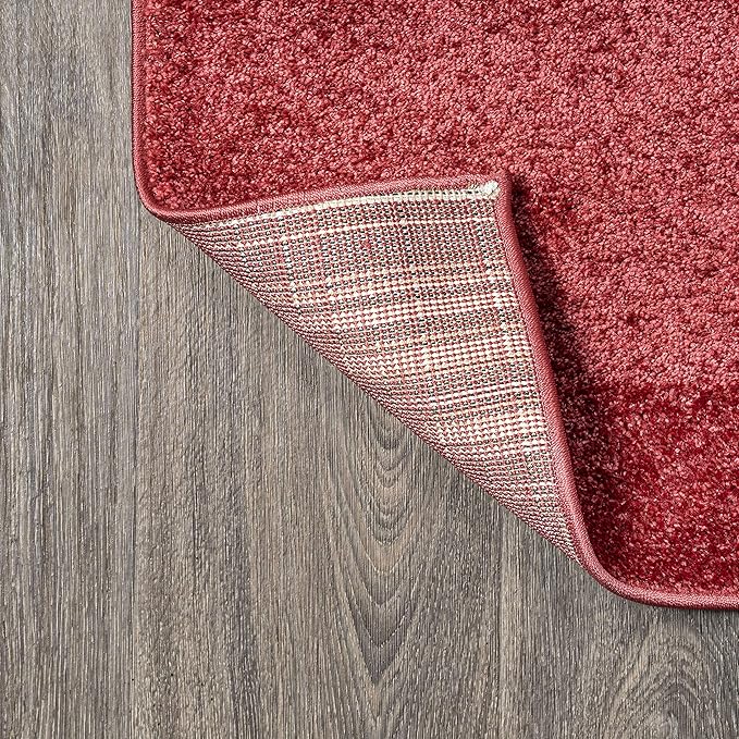 Eyely UES100E-15 Supersoft Haze Solid Low-Pile Indoor Area Rug, Coastal, Bohemian, Minimalist, Classic, Casual for Bedroom,Kitchen,Living Room,Non Shedding,Easy-Washing, Red, 12 X 15