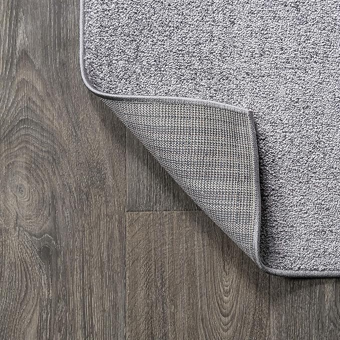 Eyely UES100A-7SQ Supersoft Haze Solid Low-Pile Indoor Area Rug, Coastal, Bohemian, Minimalist, Classic, Casual for Bedroom,Kitchen,Living Room,Non Shedding,Easy-Washing, Gray, 7' Square