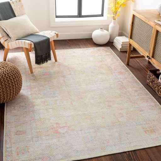Hauteloom Zinnia Vintage Distressed Faded Area Rug - Oriental Bohemian Turkish Floral Carpet - Machine Washable Rug - Stain Resistant - Pet Friendly - Pink, Green, Blue, Colorful - 8'10" x 12'