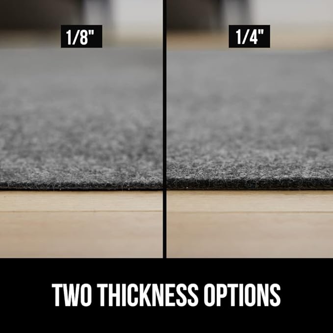 GORILLA GRIP Felt with Rubber Stay in Place Slip Resistant Rug Pad, 1/8 inch Thick, 3x5 FT Protective Padding Under Area Rugs, Cushioned Gripper Pads, Carpet Runners, Hardwood Floors Protection