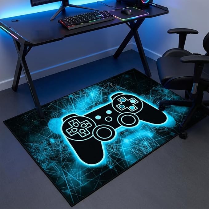 Gaming Rug - Video Game Area Rugs for Boys Teens Gamer Rug for Boys Room Gamer Controller Gamepad Pattern Carpet Floor Mat Bathroom Mat for Livingroom