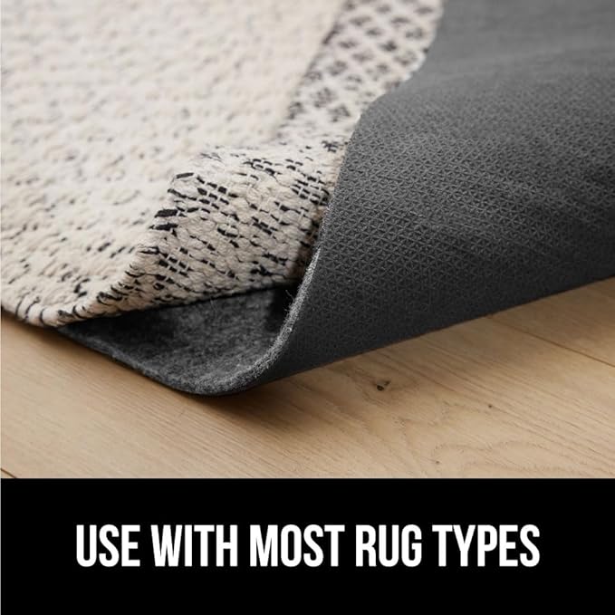 GORILLA GRIP Felt with Rubber Stay in Place Slip Resistant Rug Pad, 1/4 inch Thick, 3x5 FT Protective Padding Under Area Rugs, Cushioned Gripper Pads, Carpet Runners, Hardwood Floors Protection