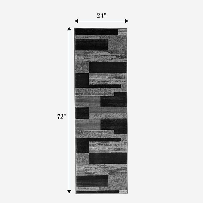 2x6 Washable Runner Rug for Hallway&Kitchen,Non-Slip Long Carpet with Vintage Checkered Design,Ultra-Thin Low Pile,Stain Resistant Easy Clean Floor Mat for High Traffic Areas(2x6,Gray)