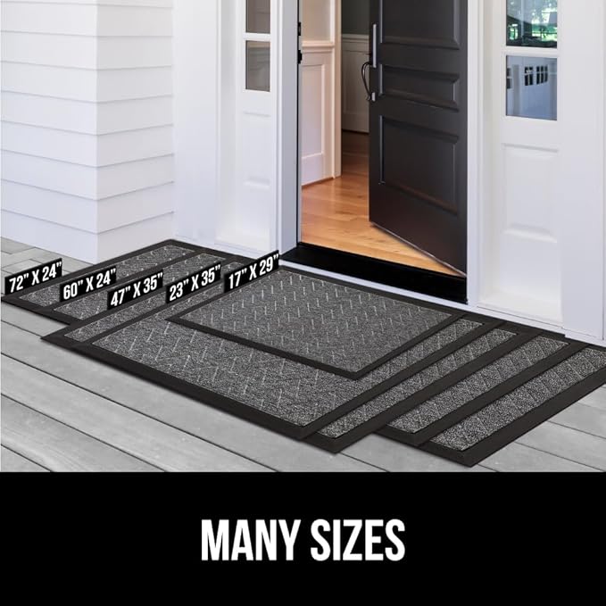 GORILLA GRIP 100% Waterproof All-Season WeatherMAX Doormat 35x23, US Designed Natural Rubber, Stain and Fade Resistant, Low Profile Indoor Outdoor Door Mats, Easy Clean Patio Mat, Red Vintage Wine