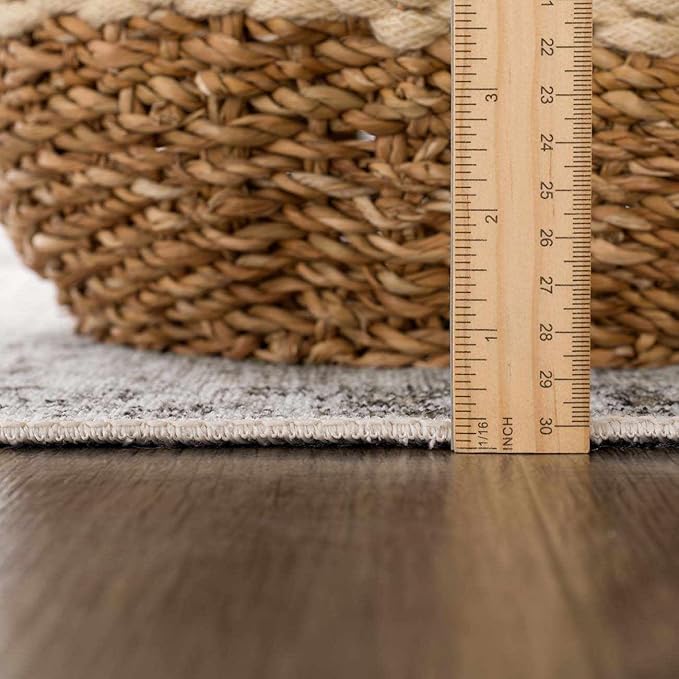Hauteloom Ikatra Bohemian Vintage Medallion Area Rug - Farmhouse Oriental Carpet for Living Room, Bedroom - Machine Washable- Pearl, Dark Brown, Brown - 6'7" x 9'