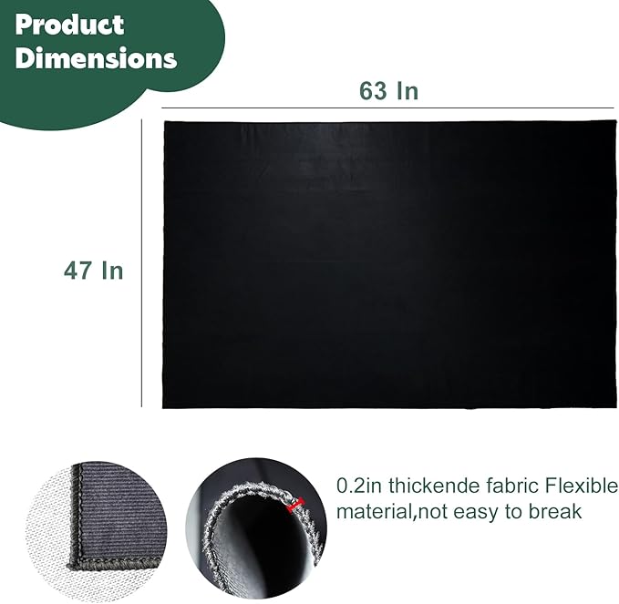 Drum Rug, Drum Mat with Non-Slip Grip Bottom(4x5.3Ft), Drum Carpet for Noise Reduction, Drum Pad for Jazz Drum & Electric Drum Set, Ideal Gift for Drummers, Drum Accessories, 47x63in, Black