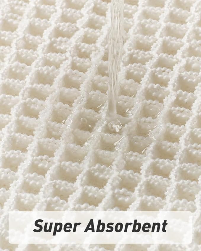Upgraded Waffle Runner Rug Super Absorbent Non Slip Bath Mats for Bathroom Floor, Washable Boho Bathroom Runner Rug with Tassels, Ideal for Hallway Bedroom Laundry Room, 2' x 6', White