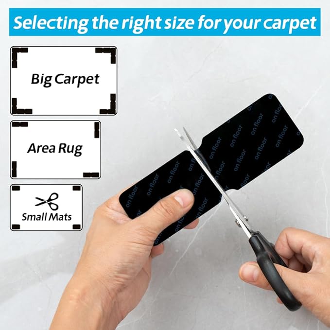 Rug Gripper for Hardwood Floors: 8 PCS No Damage Rug Tape - Anti Slip Rug Grips for Area Rugs – Secure Carpet Tape for Wood Floors, Safe & Strong Hold (8)