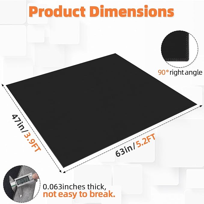 Drum Rug, 4Ft x 5.3Ft Drum Mat Drum Carpet with Soundproof TPR Grip Bottom Music Rug for Drummers, Black
