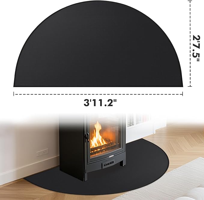 Hearth Rugs for Fireplaces Fire Resistant, 2'7.5" x 3'11.2" Fireproof Fireplace Mat Hearth Rug, Hearth Pads for Wood Stove Fireplace Indoor Outdoor, Protect Floors Carpets from Sparks Embers, Black