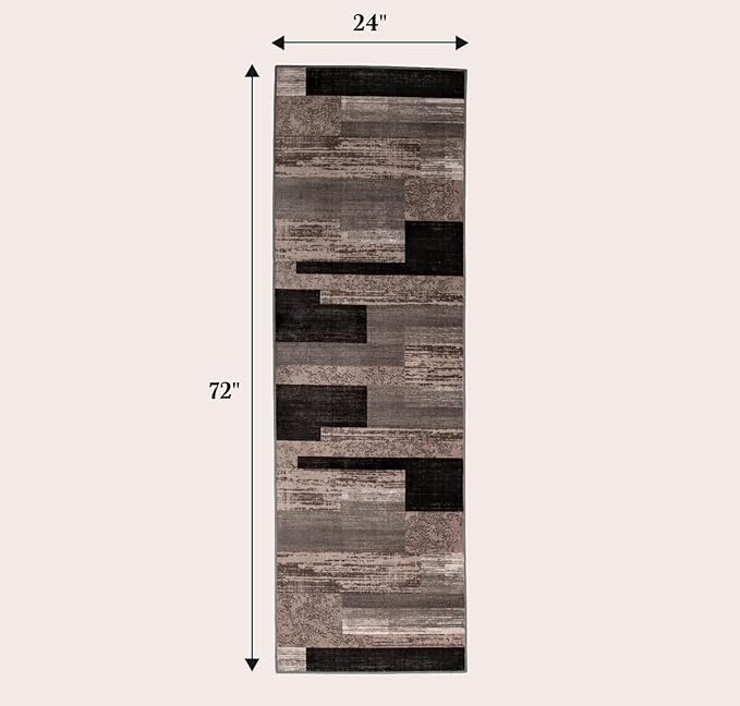 2x6 Washable Runner Rug for Hallway&Kitchen,Non-Slip Long Carpet with Vintage Checkered Design,Ultra-Thin Low Pile,Stain Resistant Easy Clean Floor Mat for High Traffic Areas(2x6,Chocolate)