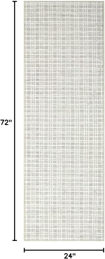 GAOMON Modern Area Rug 2x6 - Soft Faux Wool Washable Mat, Contemporary Non-Slip Light Grey Entryway Runner for Living Room, Bedroom & Kitchen